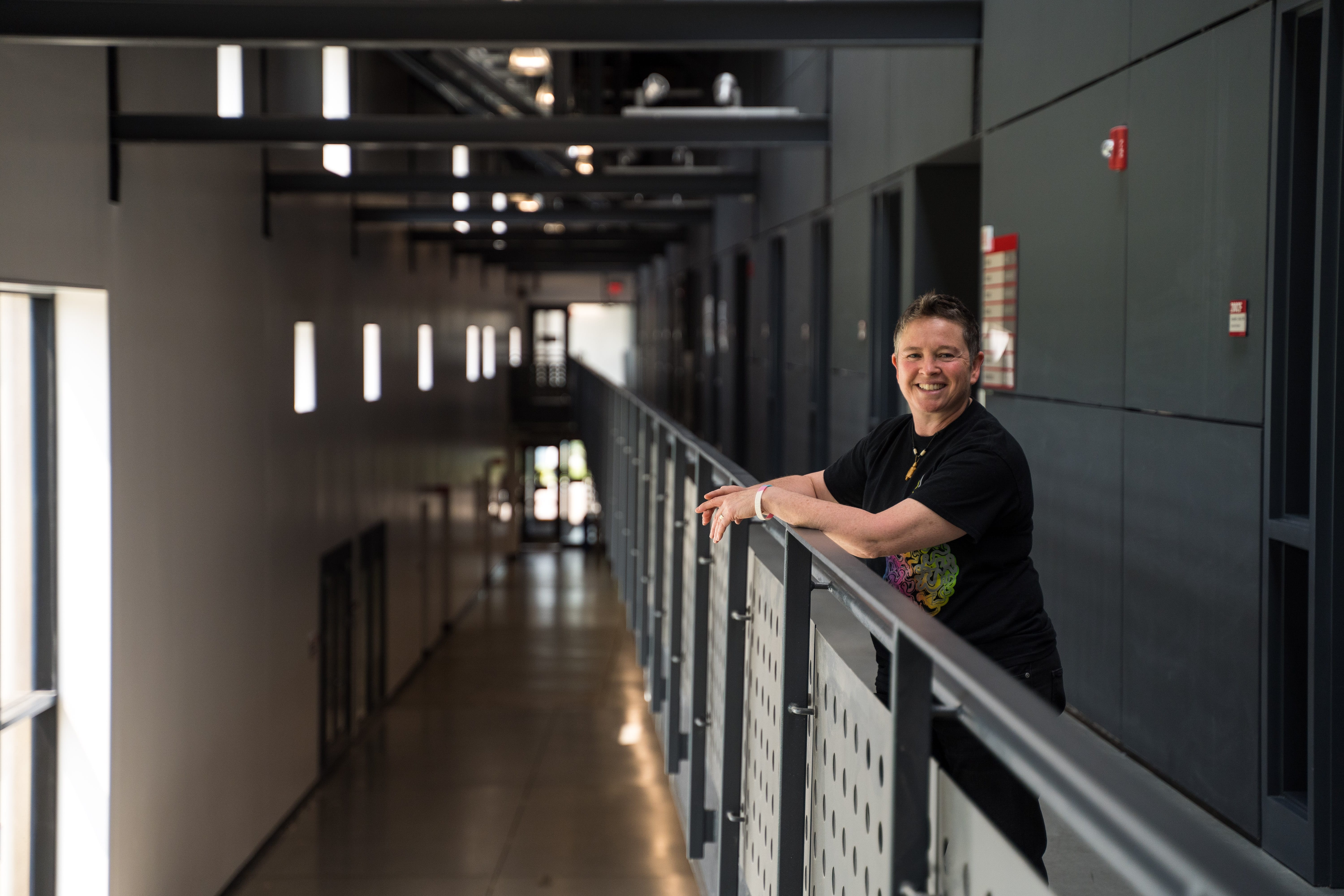 Professor Lauren Sergio on a balcony